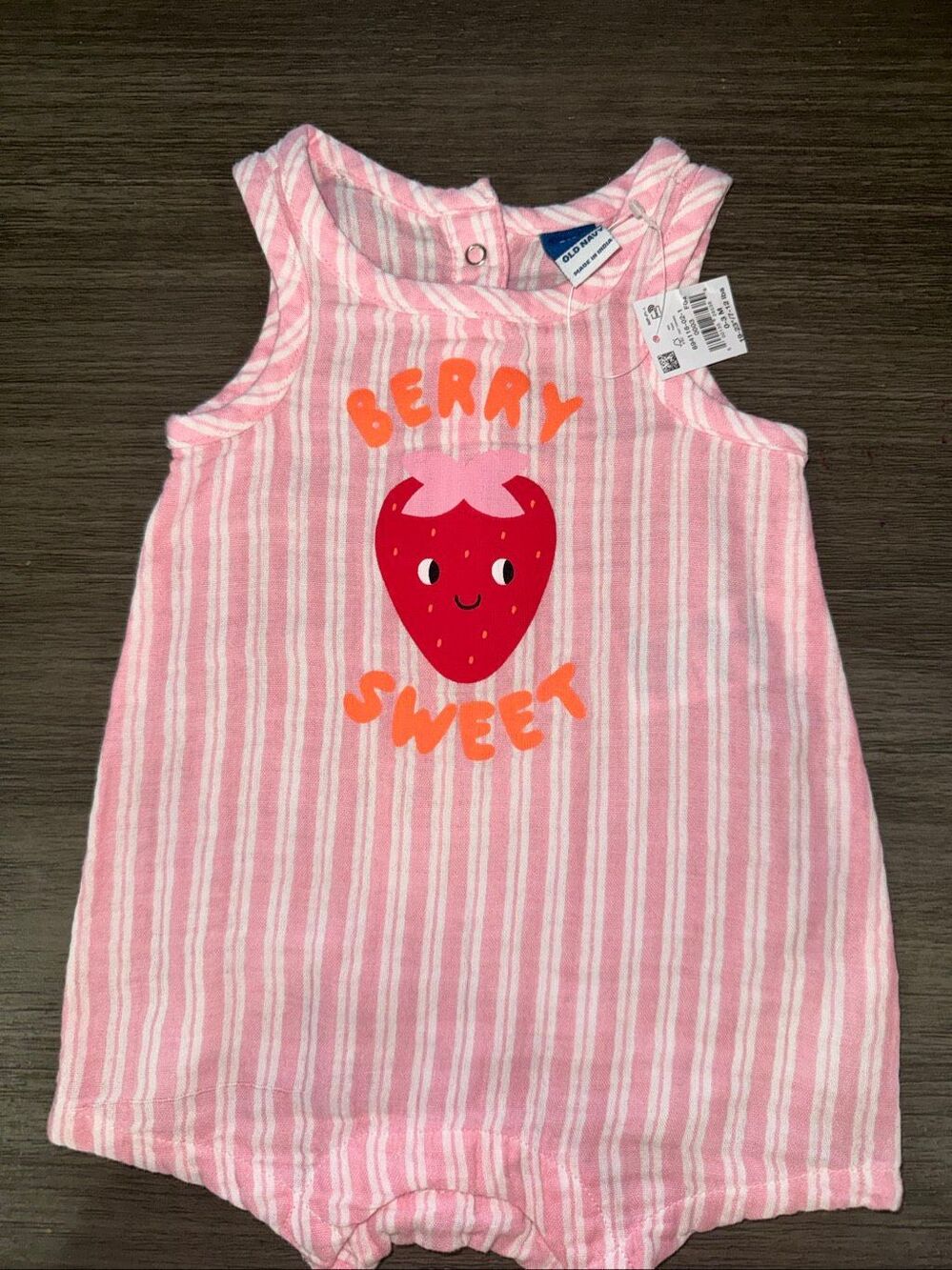 Carter's Pink and White Striped 'Berry Sweet' Romper